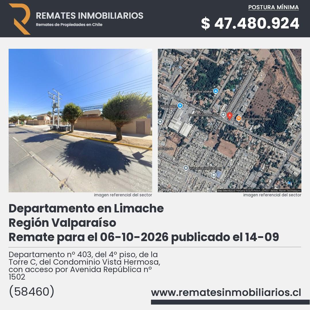 Imagen ficha Departamento nº 403, del 4º piso, de la Torre C, del Condominio Vista Hermosa, con acceso por Avenida República nº 1502
