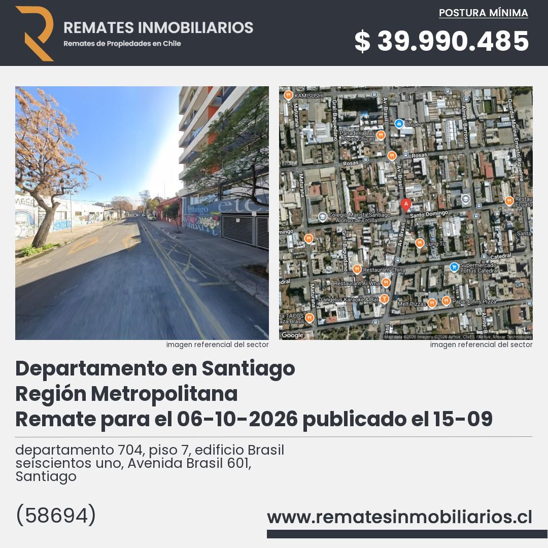 Imagen ficha departamento 704, piso 7, edificio Brasil seiscientos uno, Avenida Brasil 601, Santiago
