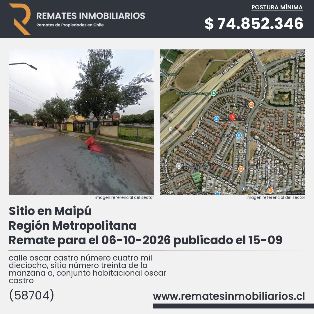 Imagen ficha calle oscar castro número cuatro mil dieciocho, sitio número treinta de la manzana a, conjunto habitacional oscar castro