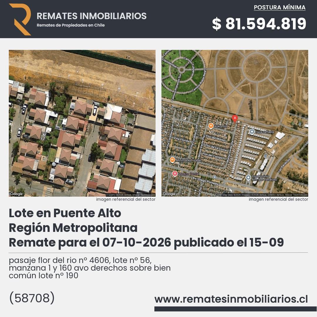 Imagen ficha pasaje flor del rio nº 4606, lote nº 56, manzana 1 y 160 avo derechos sobre bien común lote nº 190