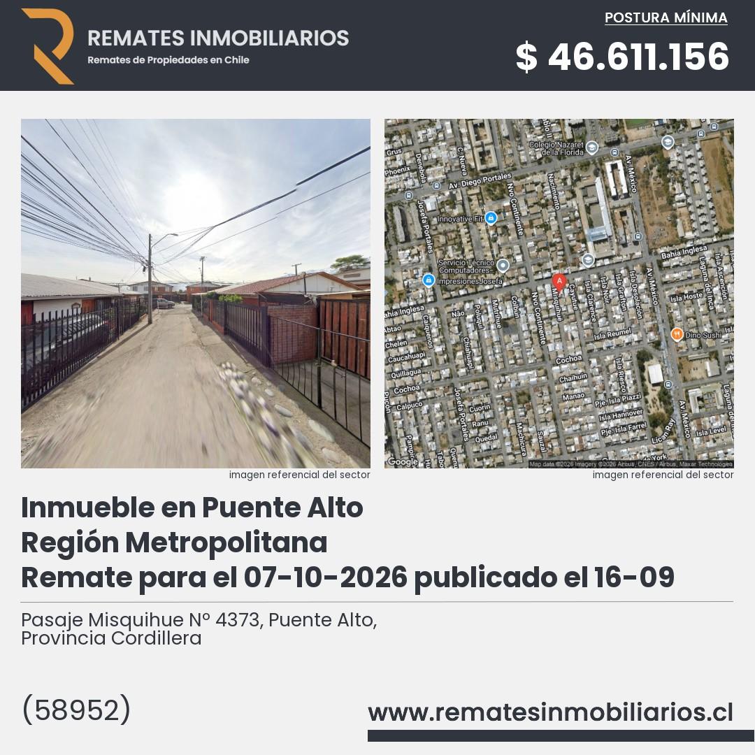 Imagen ficha Pasaje Misquihue Nº 4373, Puente Alto, Provincia Cordillera