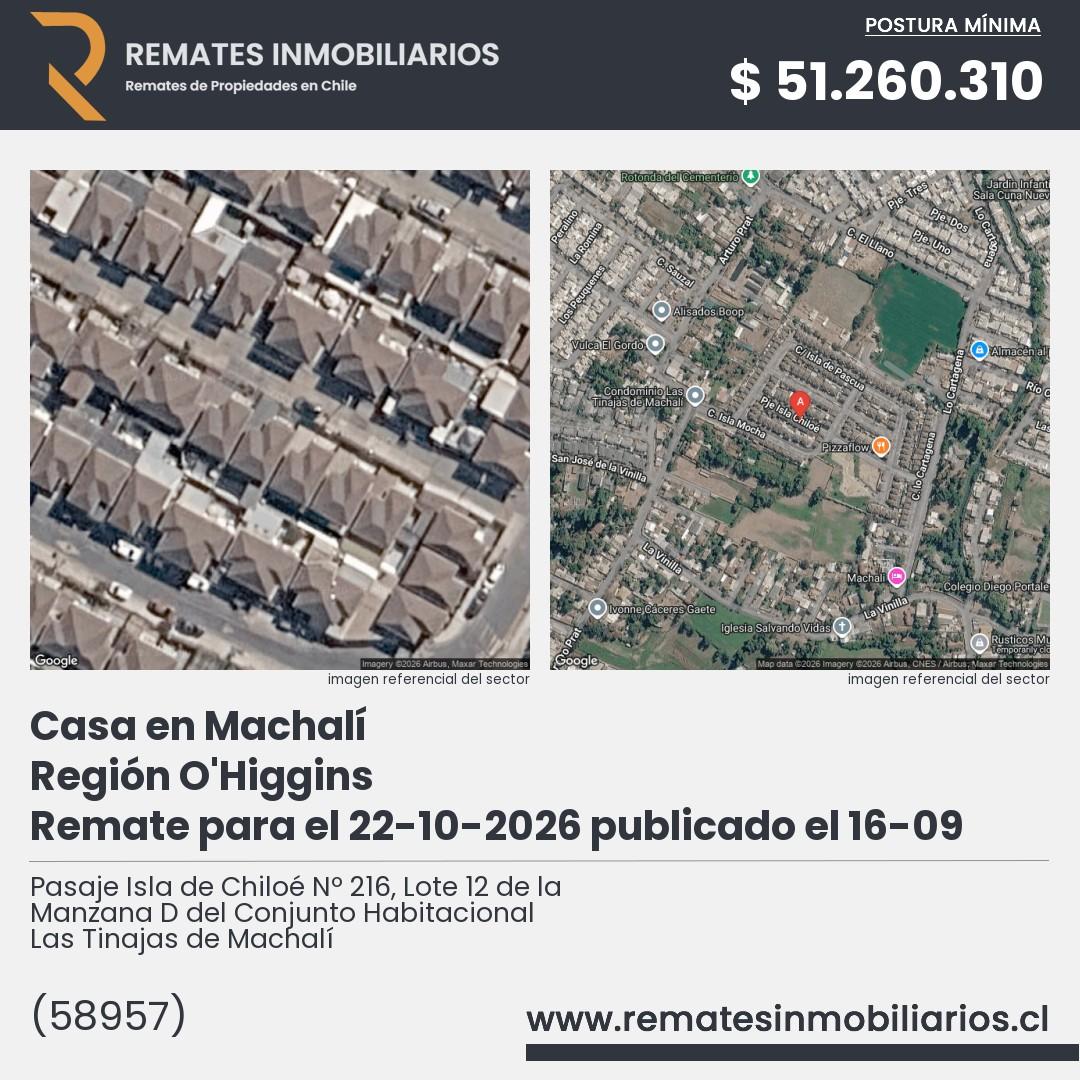Imagen ficha Pasaje Isla de Chiloé Nº 216, Lote 12 de la Manzana D del Conjunto Habitacional Las Tinajas de Machalí