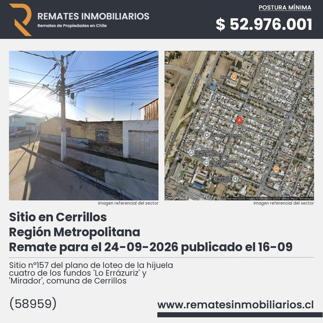 Imagen ficha Sitio n°157 del plano de loteo de la hijuela cuatro de los fundos 
