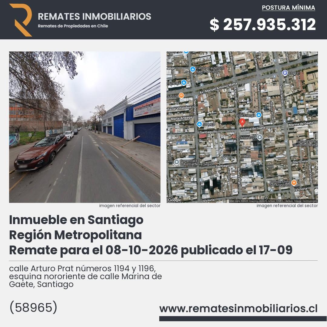 Imagen ficha calle Arturo Prat números 1194 y 1196, esquina nororiente de calle Marina de Gaete, Santiago