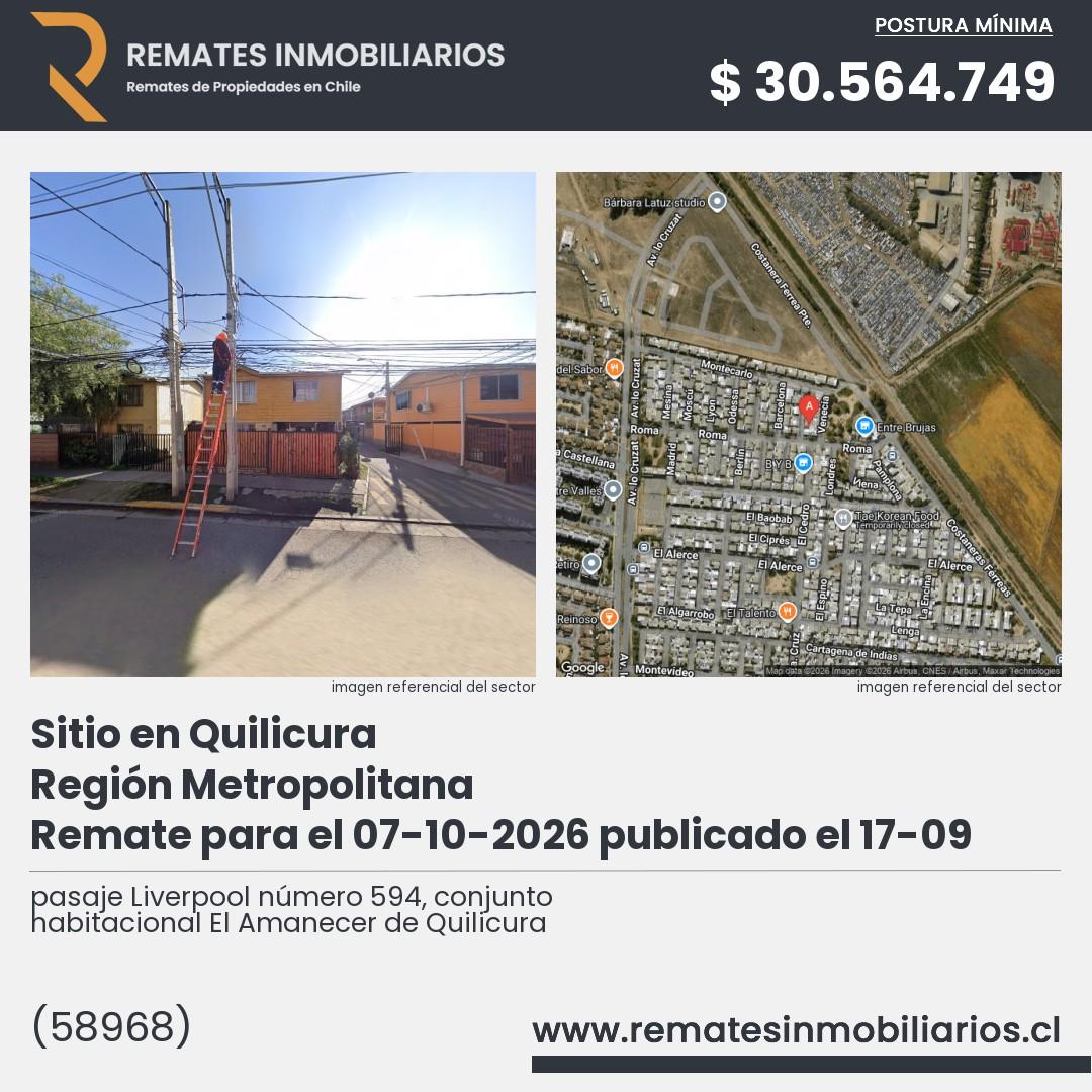 Imagen ficha pasaje Liverpool número 594, conjunto habitacional El Amanecer de Quilicura