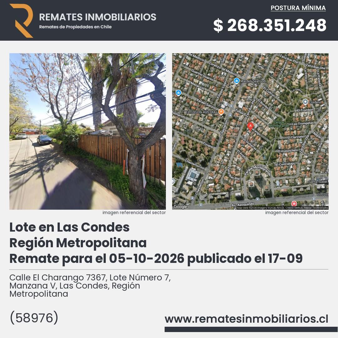 Imagen ficha Calle El Charango 7367, Lote Número 7, Manzana V, Las Condes, Región Metropolitana