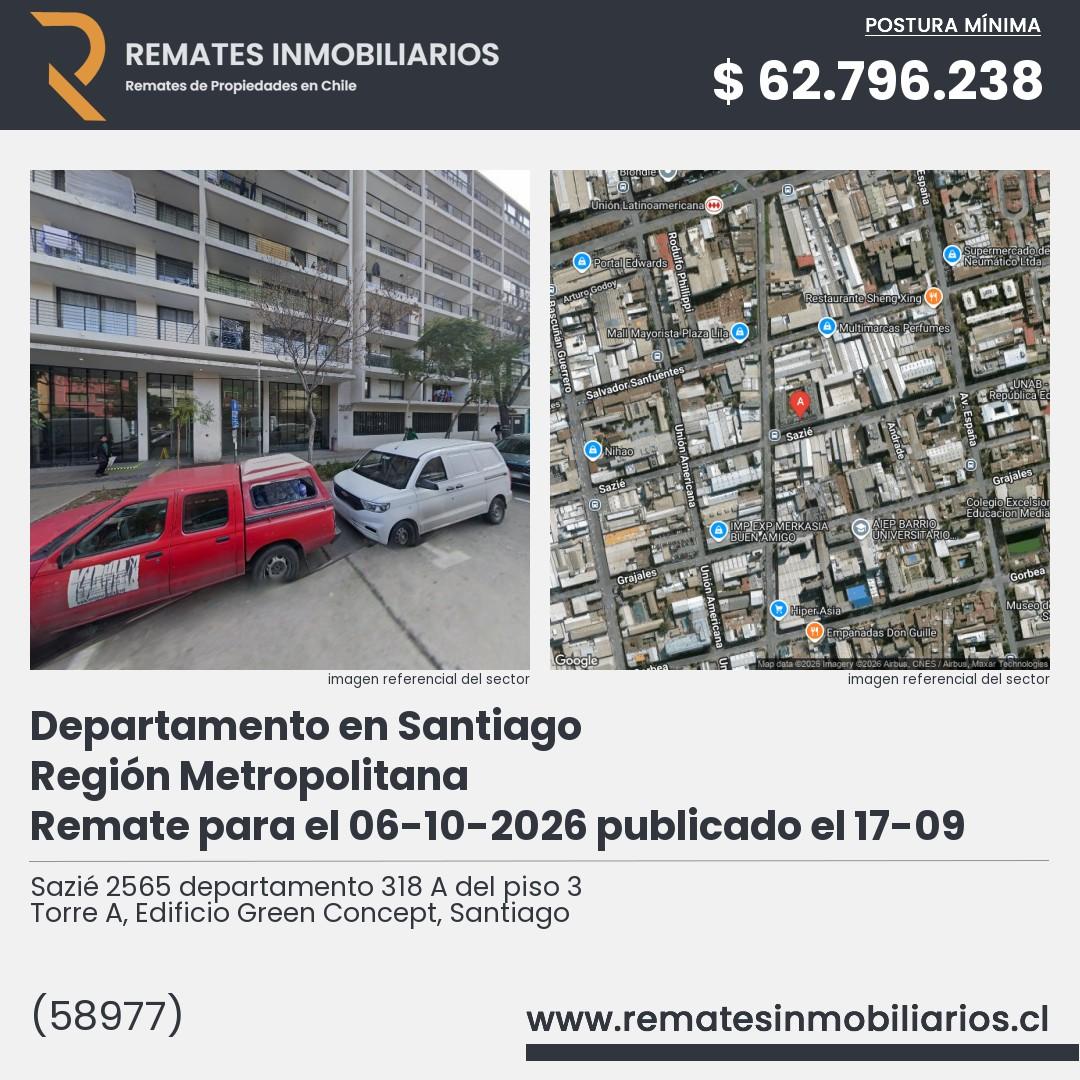 Imagen ficha Sazié 2565 departamento 318 A del piso 3 Torre A, Edificio Green Concept, Santiago