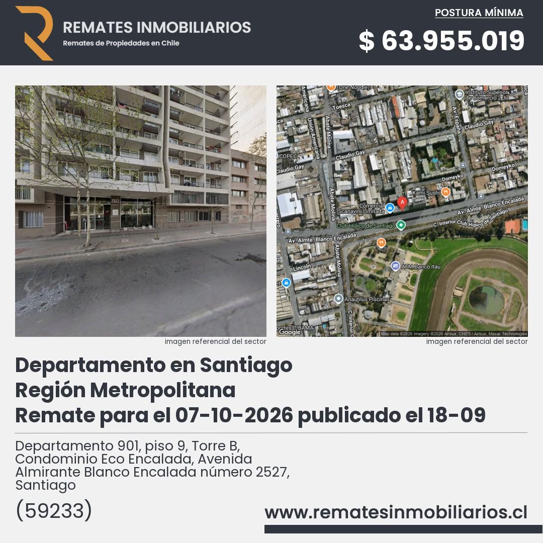 Imagen ficha Departamento 901, piso 9, Torre B, Condominio Eco Encalada, Avenida Almirante Blanco Encalada número 2527, Santiago