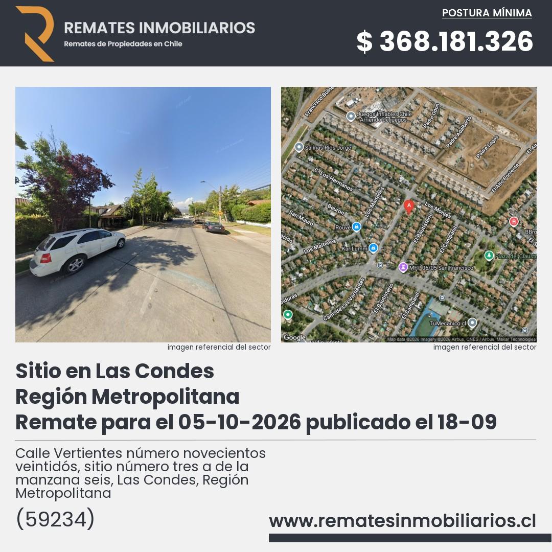 Imagen ficha Calle Vertientes número novecientos veintidós, sitio número tres a de la manzana seis, Las Condes, Región Metropolitana