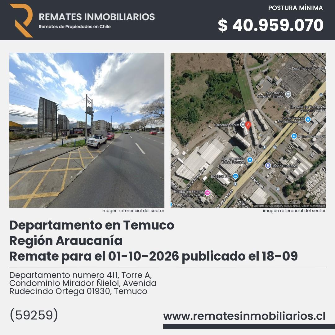 Imagen ficha Departamento numero 411, Torre A, Condominio Mirador Ñielol, Avenida Rudecindo Ortega 01930, Temuco