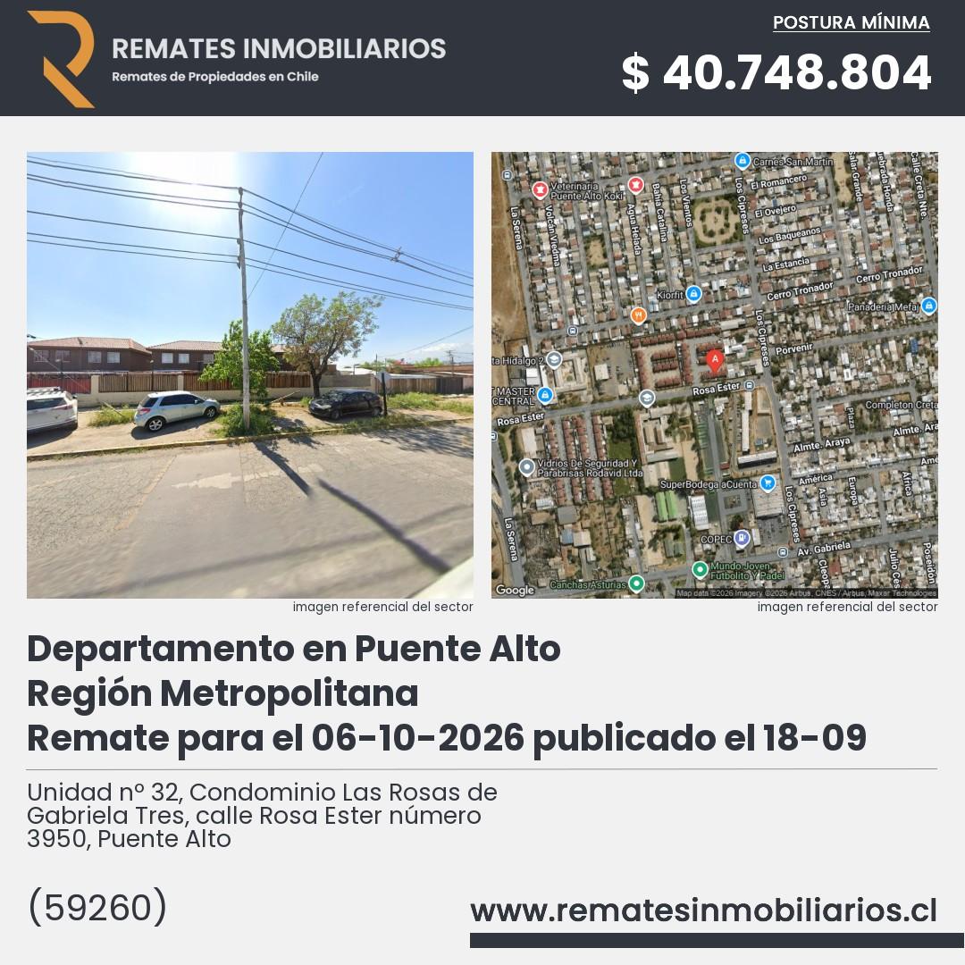 Imagen ficha Unidad nº 32, Condominio Las Rosas de Gabriela Tres, calle Rosa Ester número 3950, Puente Alto