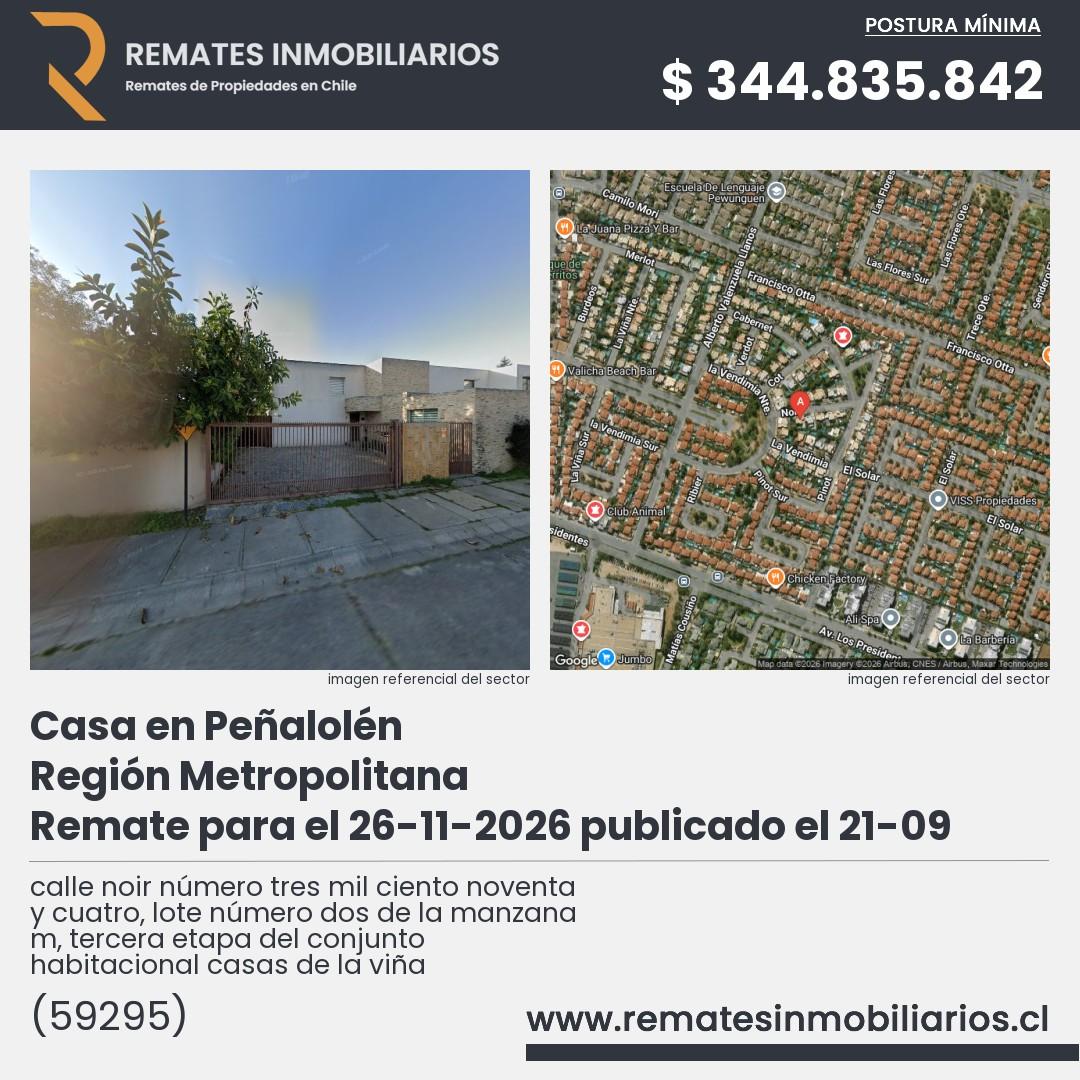 Imagen ficha calle noir número tres mil ciento noventa y cuatro, lote número dos de la manzana m, tercera etapa del conjunto habitacional casas de la viña