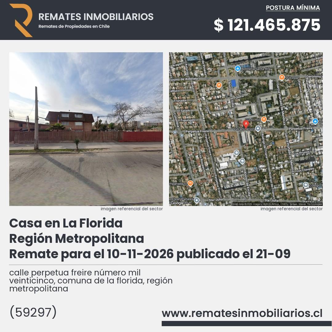 Imagen ficha calle perpetua freire número mil veinticinco, comuna de la florida, región metropolitana