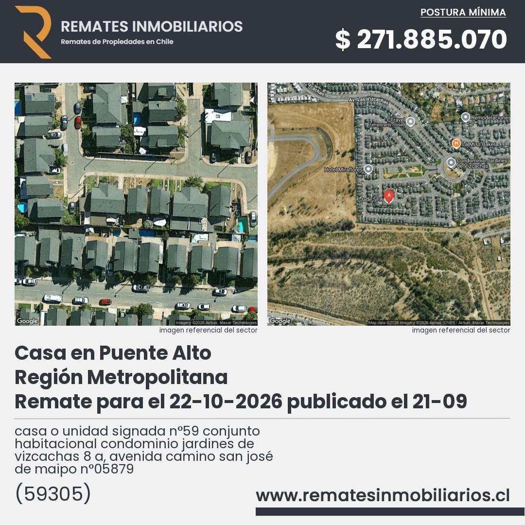 Imagen ficha casa o unidad signada n°59 conjunto habitacional condominio jardines de vizcachas 8 a, avenida camino san josé de maipo n°05879