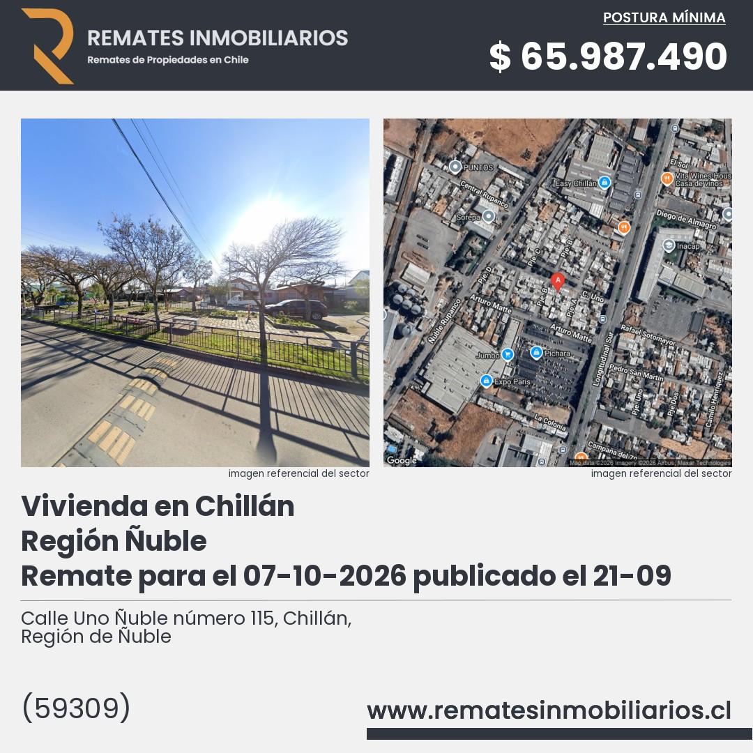 Imagen ficha Calle Uno Ñuble número 115, Chillán, Región de Ñuble