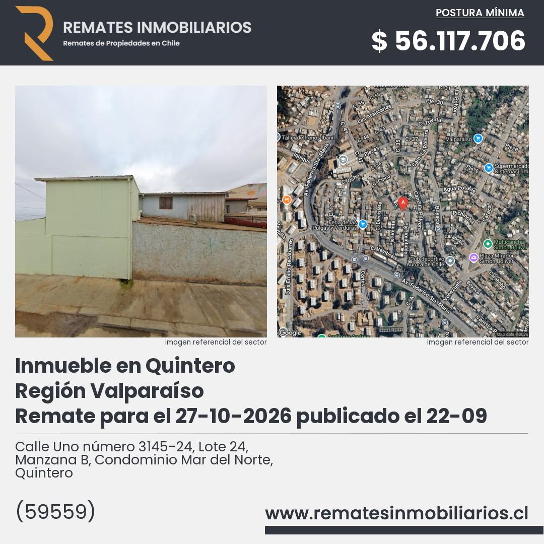 Imagen ficha Calle Uno número 3145-24, Lote 24, Manzana B, Condominio Mar del Norte, Quintero