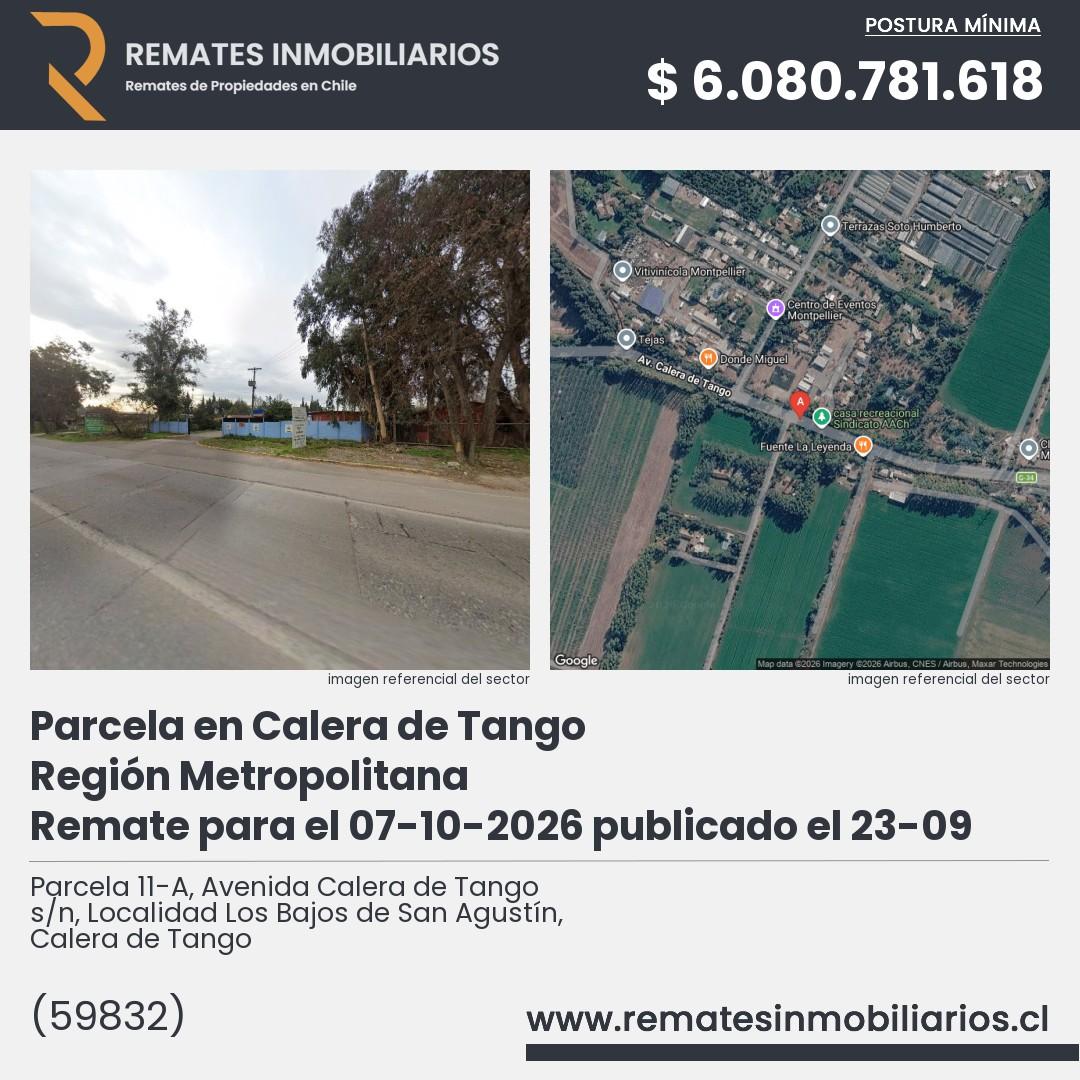 Imagen ficha Parcela 11-A, Avenida Calera de Tango s/n, Localidad Los Bajos de San Agustín, Calera de Tango