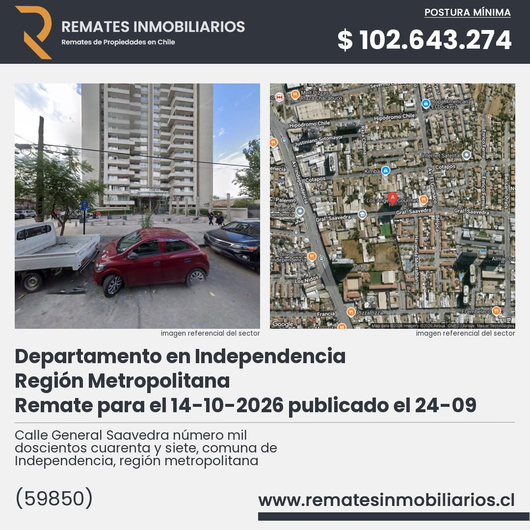 Imagen ficha Calle General Saavedra número mil doscientos cuarenta y siete, comuna de Independencia, región metropolitana