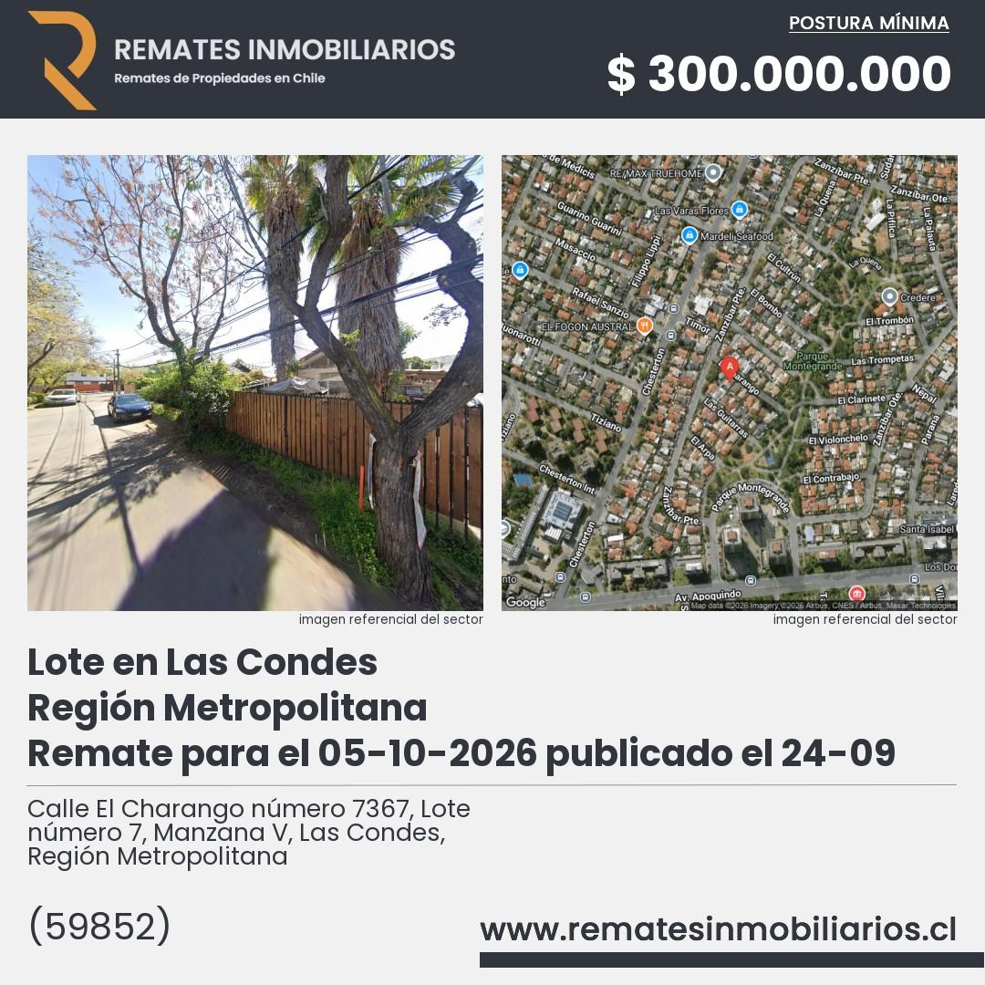 Imagen ficha Calle El Charango número 7367, Lote número 7, Manzana V, Las Condes, Región Metropolitana