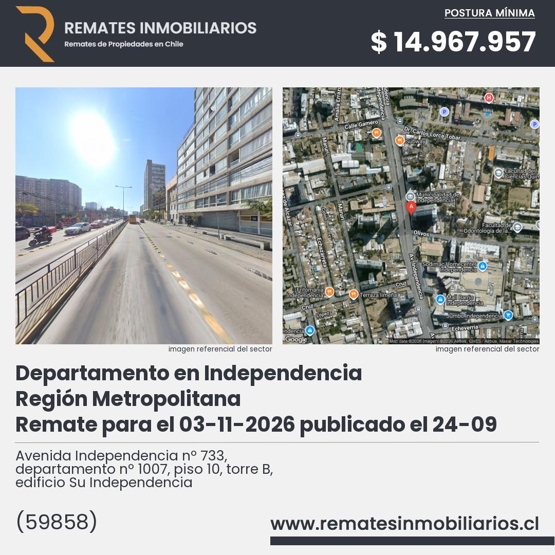 Imagen ficha Avenida Independencia nº 733, departamento nº 1007, piso 10, torre B, edificio Su Independencia