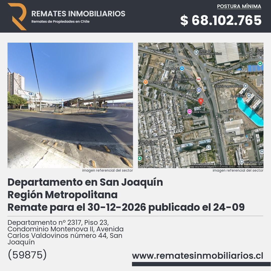 Imagen ficha Departamento nº 2317, Piso 23, Condominio Montenova II, Avenida Carlos Valdovinos número 44, San Joaquín