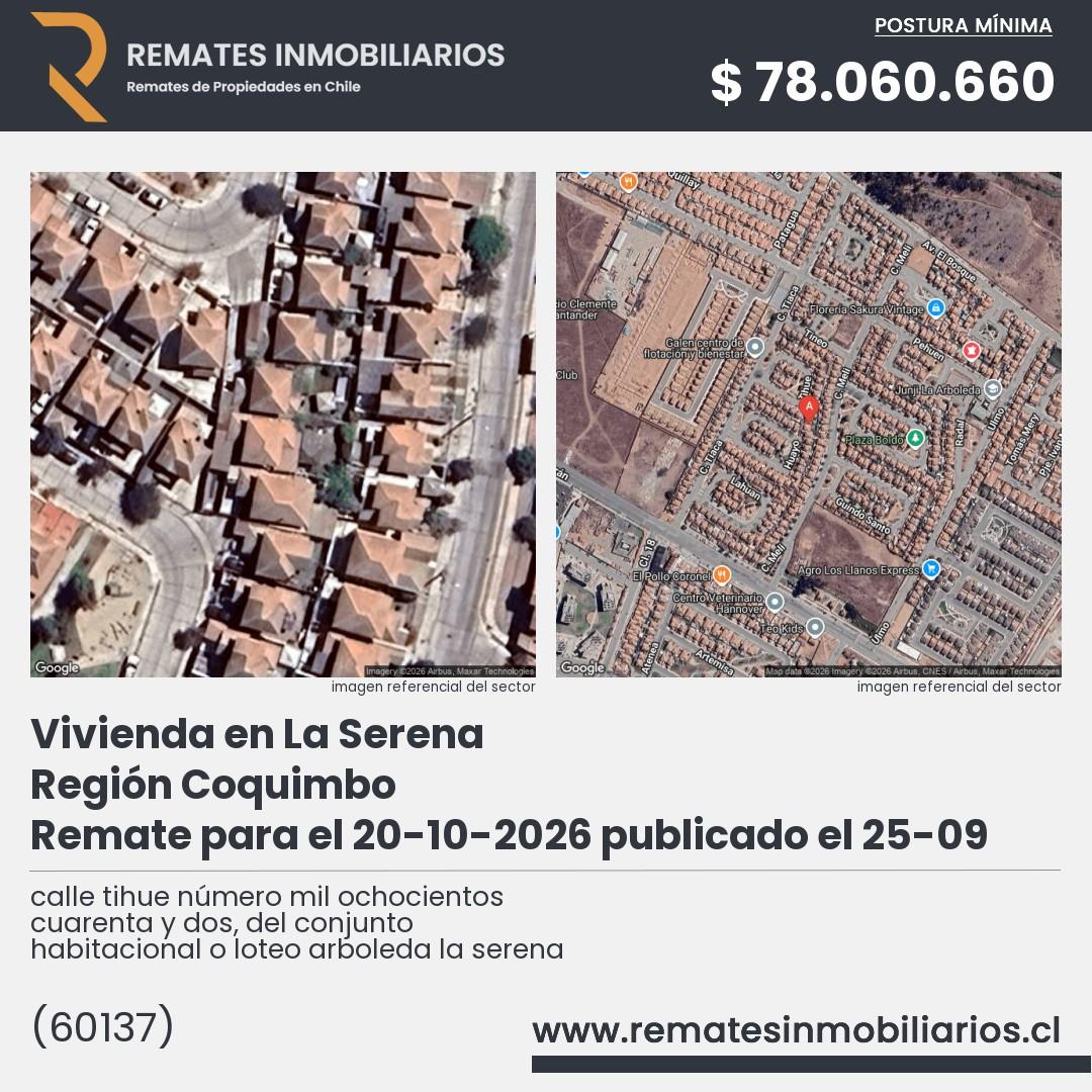 Imagen ficha calle tihue número mil ochocientos cuarenta y dos, del conjunto habitacional o loteo arboleda la serena