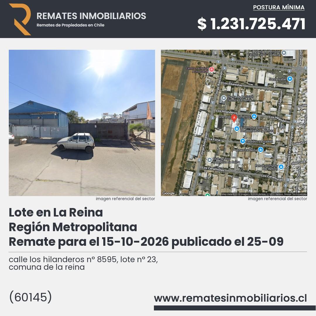 Imagen ficha calle los hilanderos n° 8595, lote n° 23, comuna de la reina