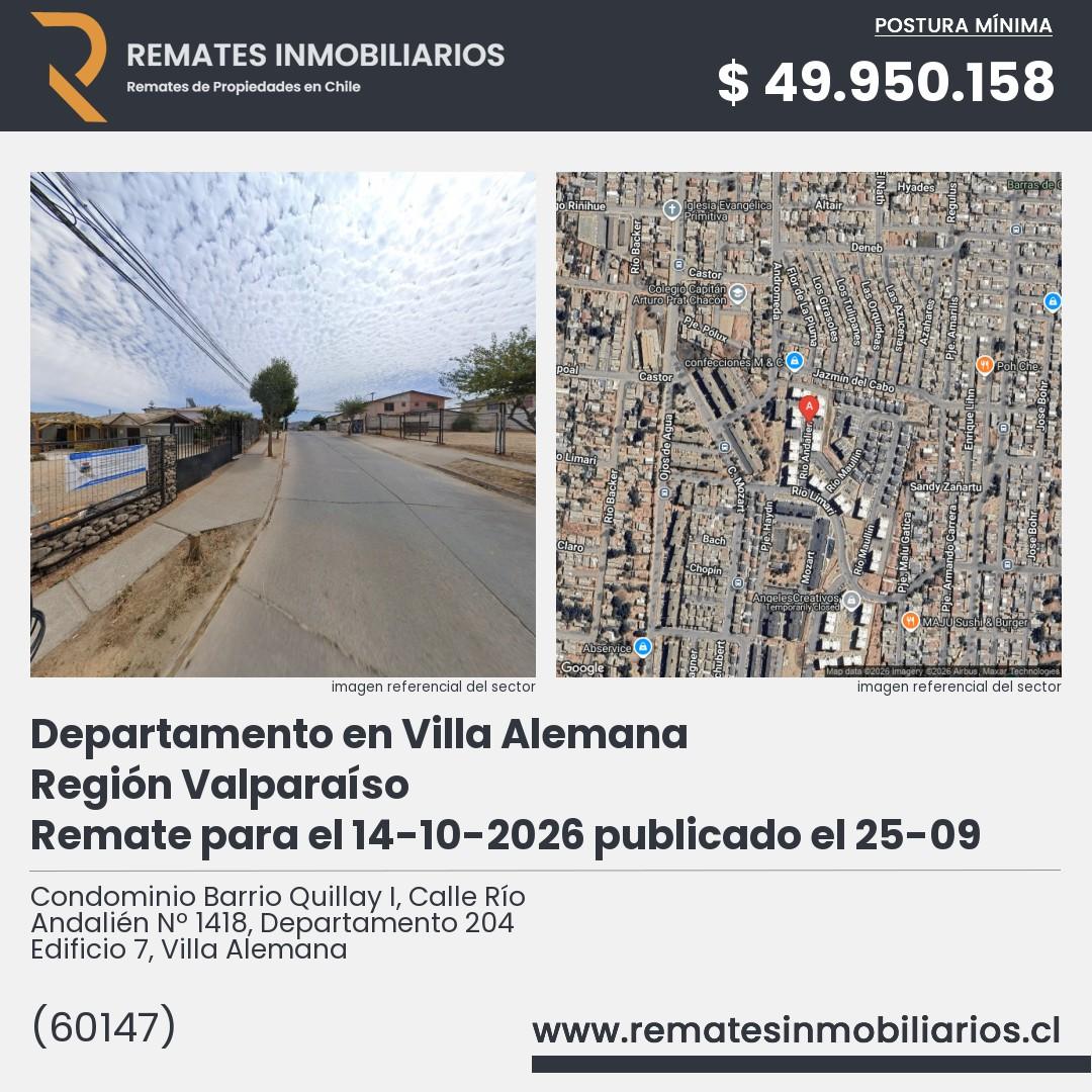 Imagen ficha Condominio Barrio Quillay I, Calle Río Andalién Nº 1418, Departamento 204 Edificio 7, Villa Alemana