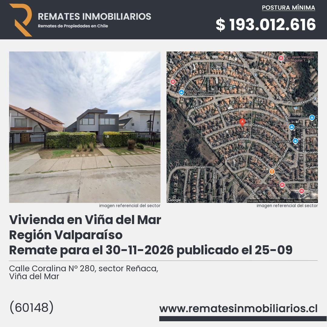 Imagen ficha Calle Coralina Nº 280, sector Reñaca, Viña del Mar