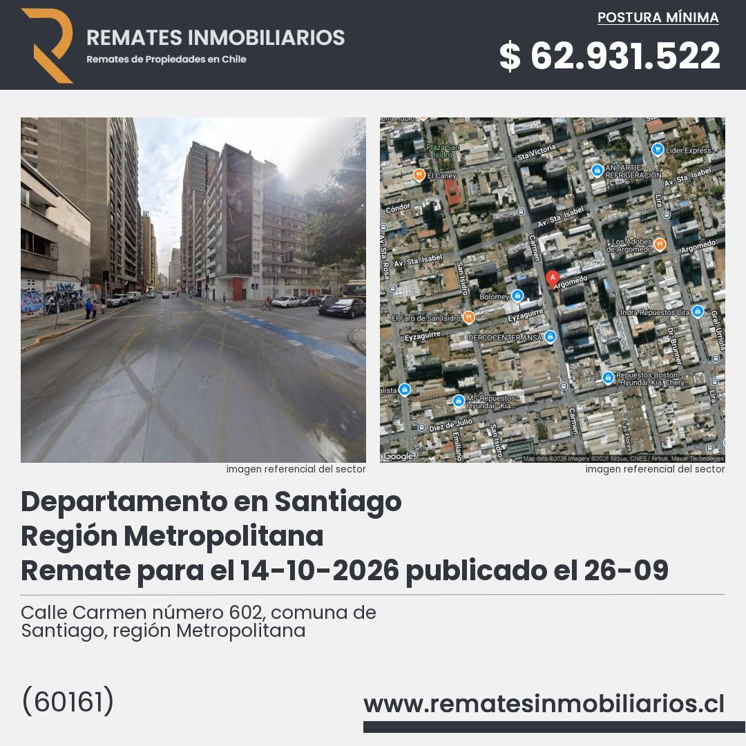 Imagen ficha Calle Carmen número 602, comuna de Santiago, región Metropolitana