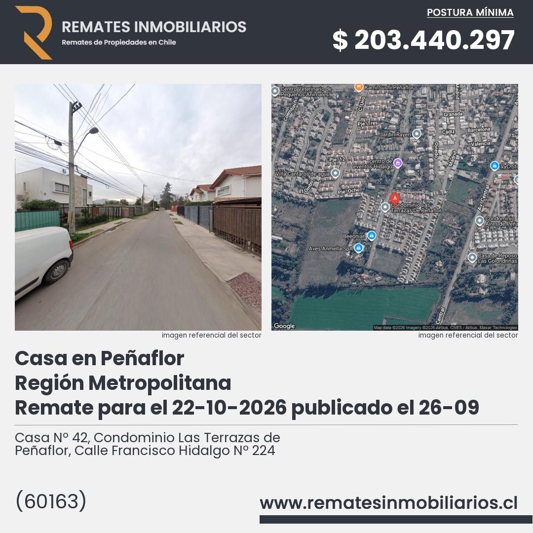 Imagen ficha Casa Nº 42, Condominio Las Terrazas de Peñaflor, Calle Francisco Hidalgo Nº 224