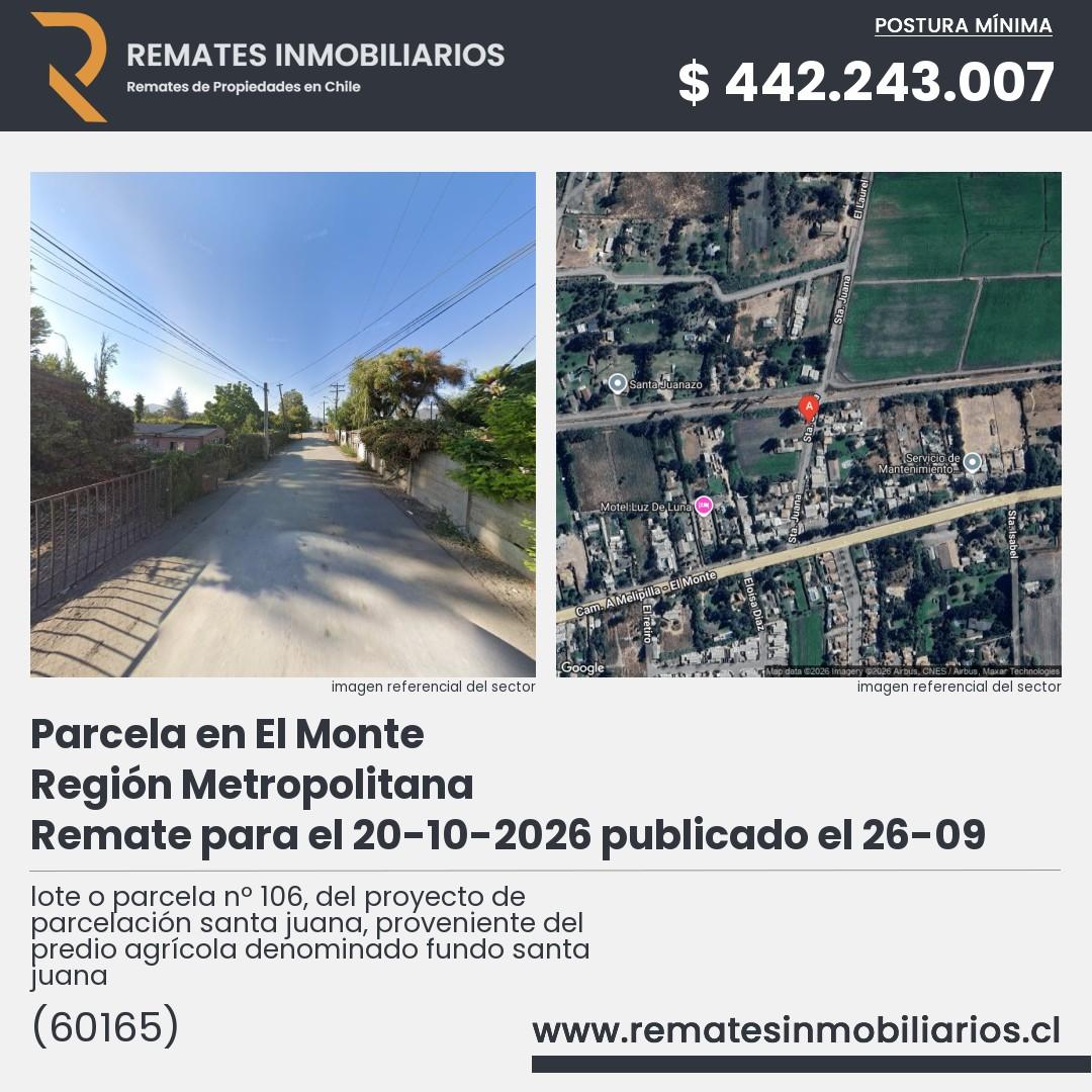 Imagen ficha lote o parcela nº 106, del proyecto de parcelación santa juana, proveniente del predio agrícola denominado fundo santa juana