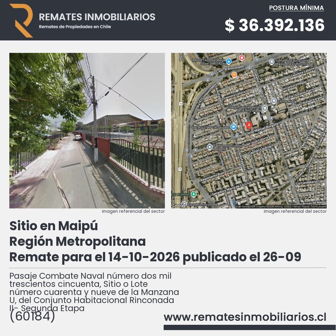 Imagen ficha Pasaje Combate Naval número dos mil trescientos cincuenta, Sitio o Lote número cuarenta y nueve de la Manzana U, del Conjunto Habitacional Rinconada II- Segunda Etapa