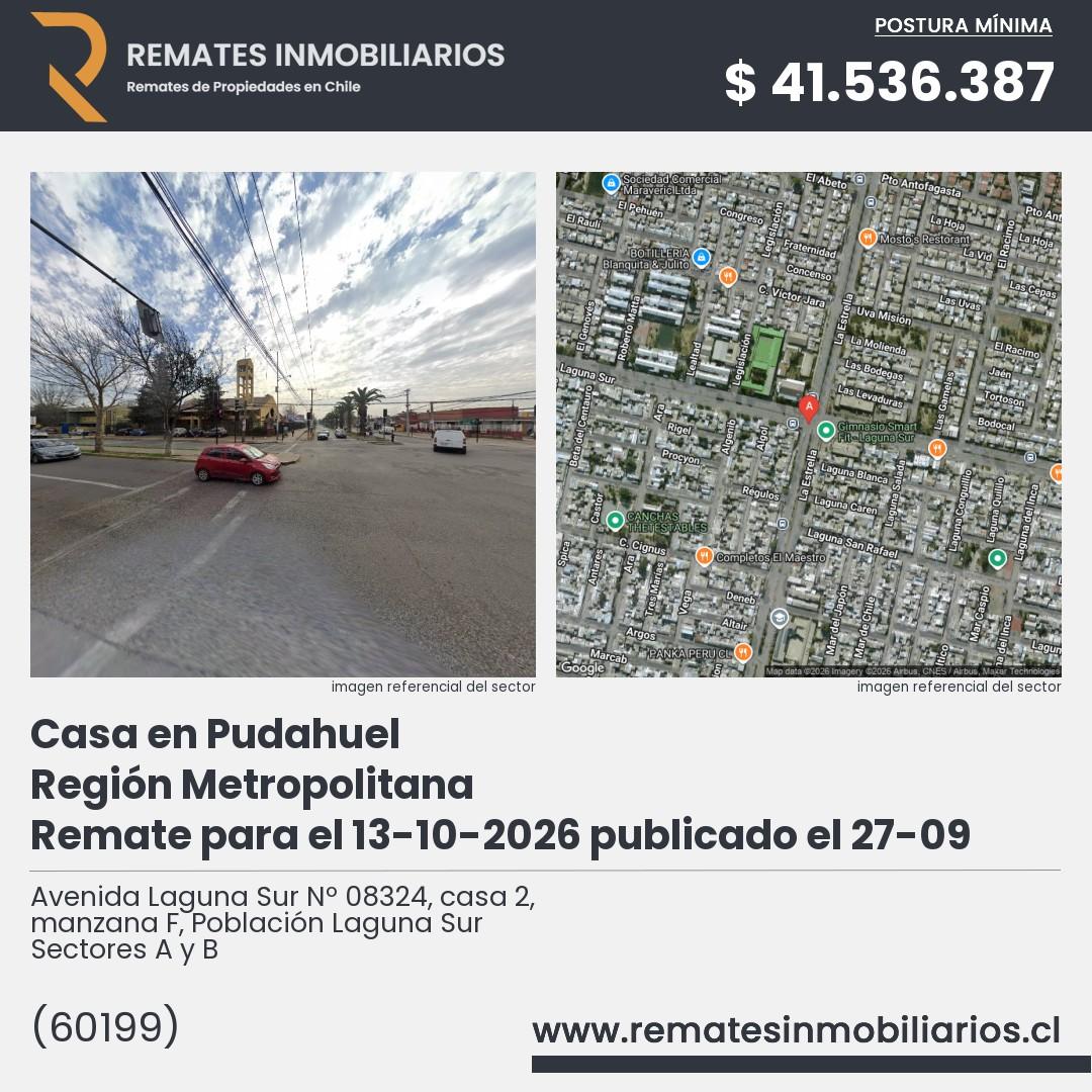 Imagen ficha Avenida Laguna Sur Nº 08324, casa 2, manzana F, Población Laguna Sur Sectores A y B