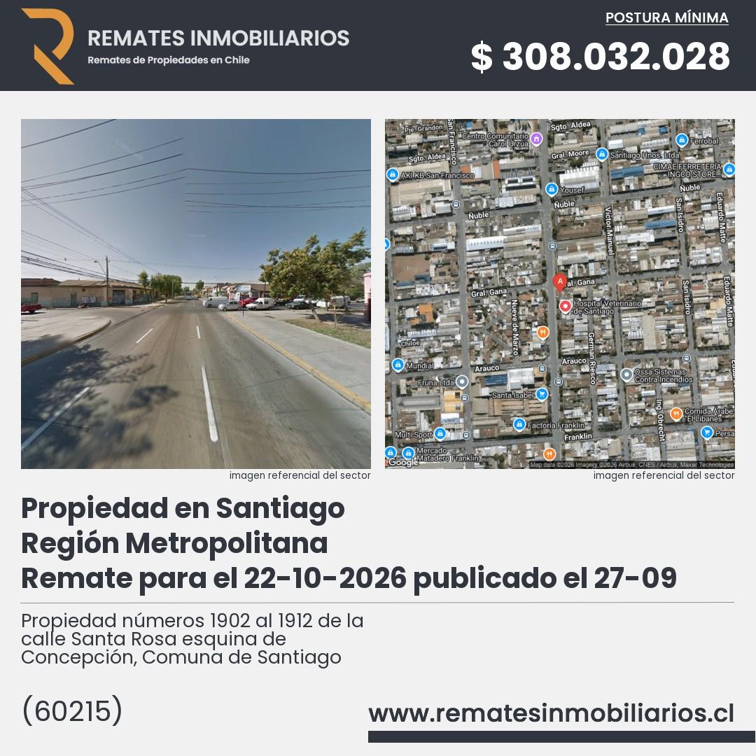 Imagen ficha Propiedad números 1902 al 1912 de la calle Santa Rosa esquina de Concepción, Comuna de Santiago