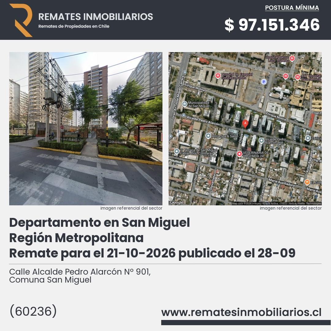 Imagen ficha Calle Alcalde Pedro Alarcón Nº 901, Comuna San Miguel