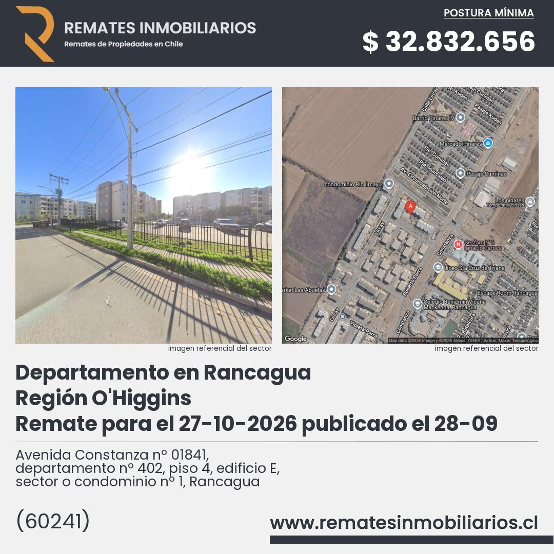 Imagen ficha Avenida Constanza nº 01841, departamento nº 402, piso 4, edificio E, sector o condominio nº 1, Rancagua