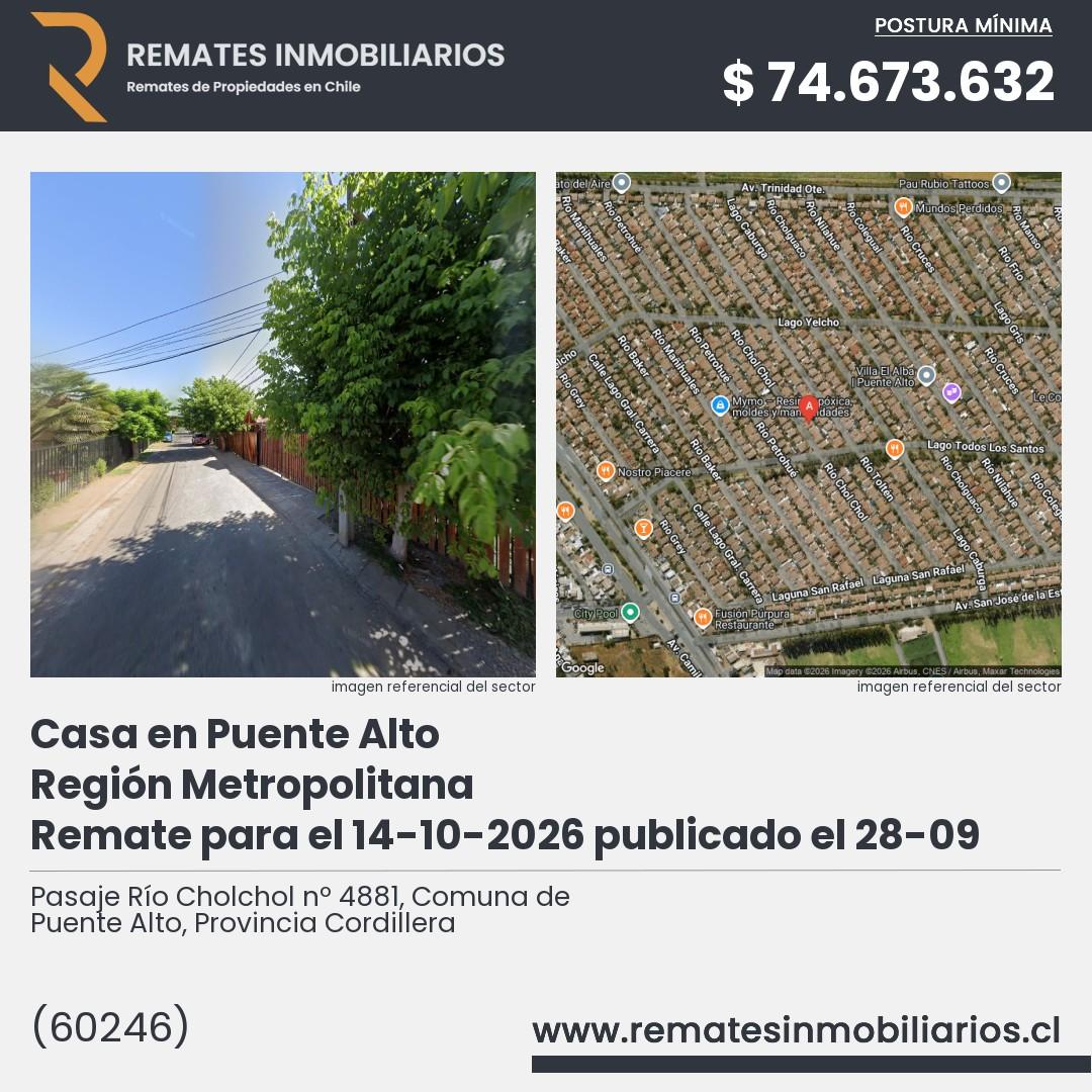 Imagen ficha Pasaje Río Cholchol nº 4881, Comuna de Puente Alto, Provincia Cordillera