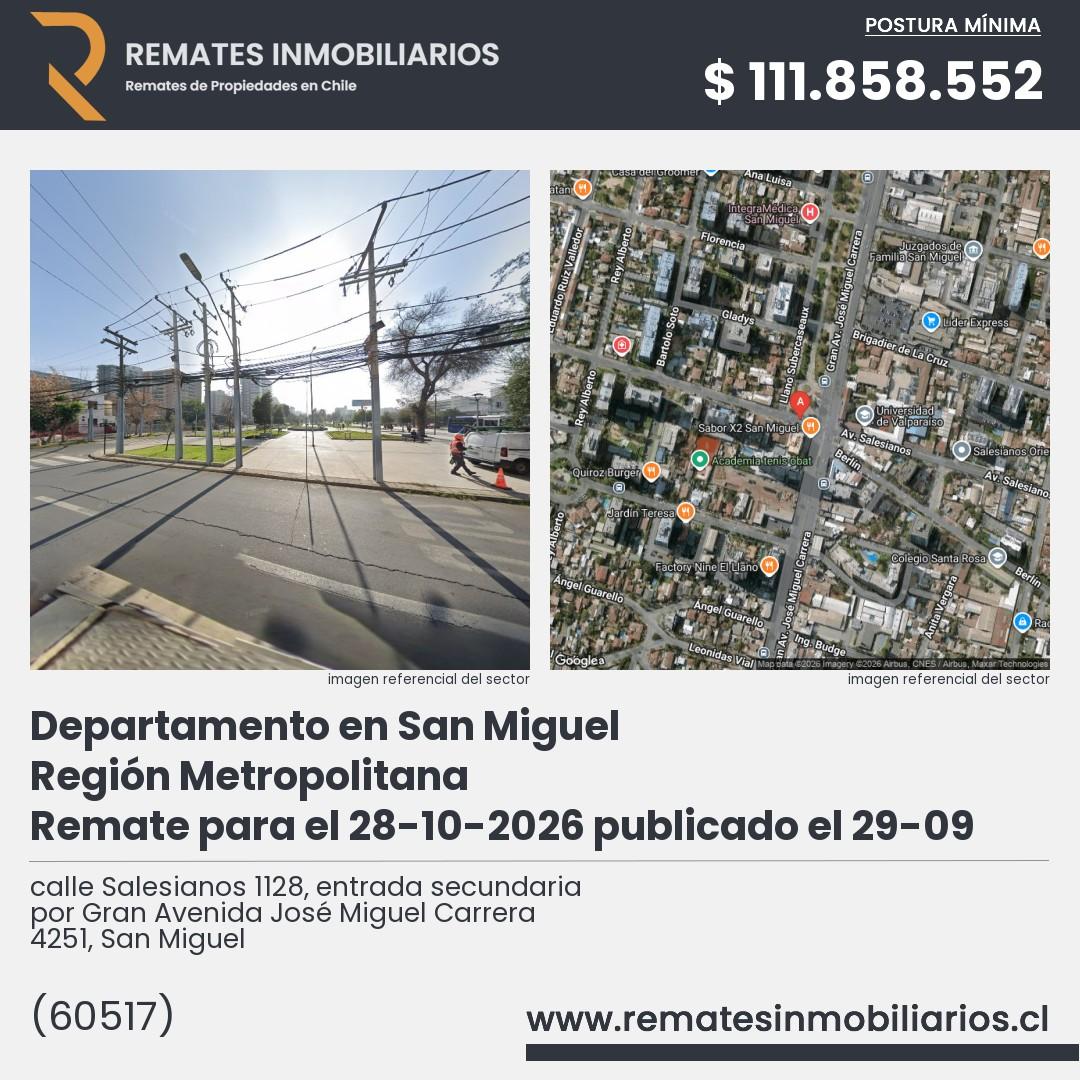Imagen ficha calle Salesianos 1128, entrada secundaria por Gran Avenida José Miguel Carrera 4251, San Miguel