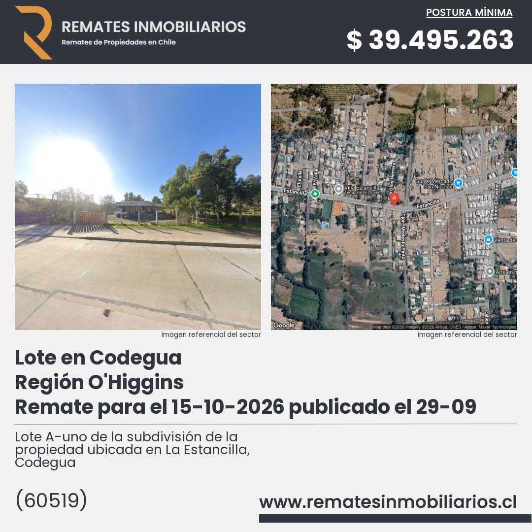Imagen ficha Lote A-uno de la subdivisión de la propiedad ubicada en La Estancilla, Codegua