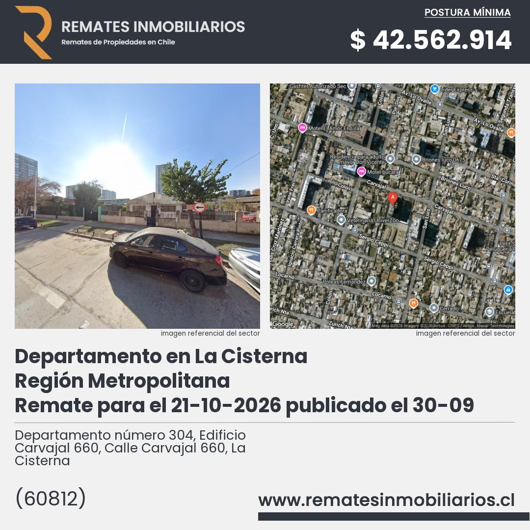 Imagen ficha Departamento número 304, Edificio Carvajal 660, Calle Carvajal 660, La Cisterna