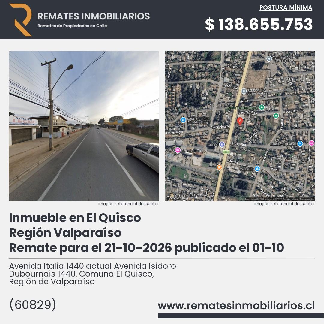 Imagen ficha Avenida Italia 1440 actual Avenida Isidoro Dubournais 1440, Comuna El Quisco, Región de Valparaíso