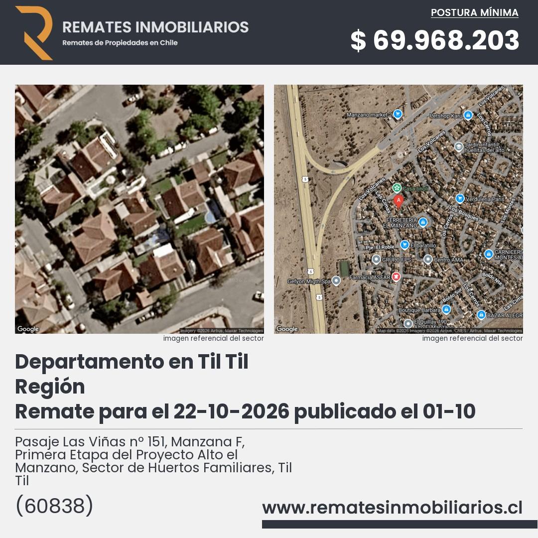 Imagen ficha Pasaje Las Viñas nº 151, Manzana F, Primera Etapa del Proyecto Alto el Manzano, Sector de Huertos Familiares, Til Til