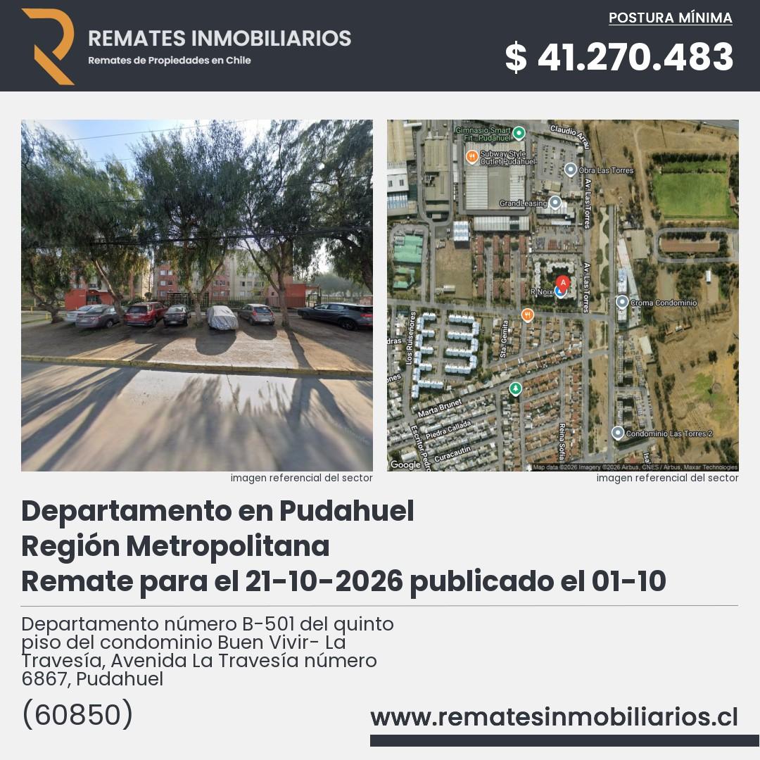 Imagen ficha Departamento número B-501 del quinto piso del condominio Buen Vivir- La Travesía, Avenida La Travesía número 6867, Pudahuel