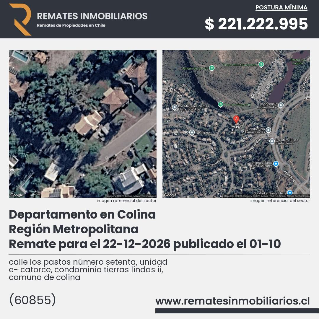 Imagen ficha calle los pastos número setenta, unidad e- catorce, condominio tierras lindas ii, comuna de colina