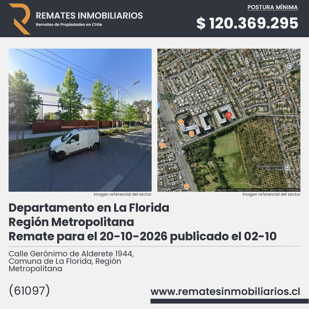 Imagen ficha Calle Gerónimo de Alderete 1944, Comuna de La Florida, Región Metropolitana