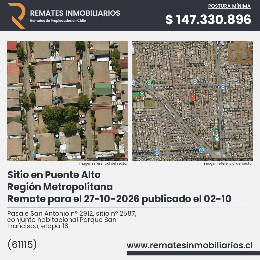 Imagen ficha Pasaje San Antonio nº 2912, sitio nº 2587, conjunto habitacional Parque San Francisco, etapa 18