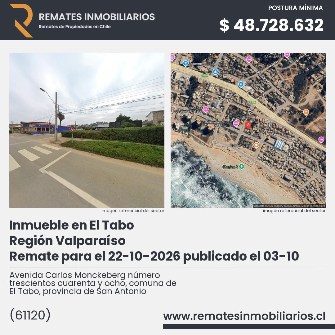 Imagen ficha Avenida Carlos Monckeberg número trescientos cuarenta y ocho, comuna de El Tabo, provincia de San Antonio