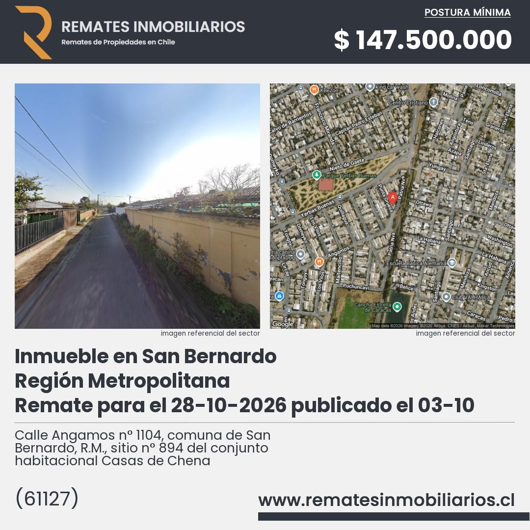 Imagen ficha Calle Angamos n° 1104, comuna de San Bernardo, R.M., sitio n° 894 del conjunto habitacional Casas de Chena