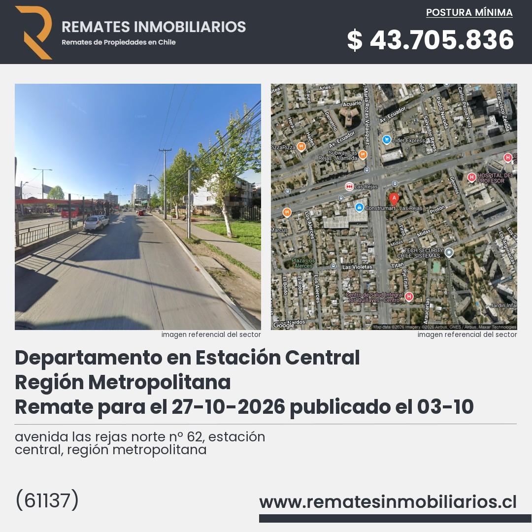 Imagen ficha avenida las rejas norte nº 62, estación central, región metropolitana